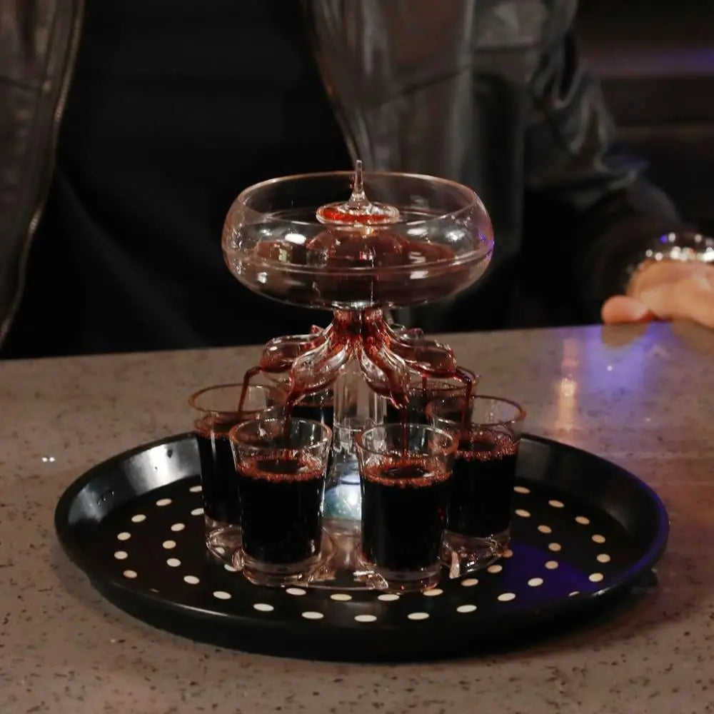 ⭐⭐⭐⭐⭐(4.9/5)Bartender Tool Clear With 6 Shot Glasses for Bar, Party, Home Wine Set Bar Accessories Beer Dispenser Rack Wine Dispenser