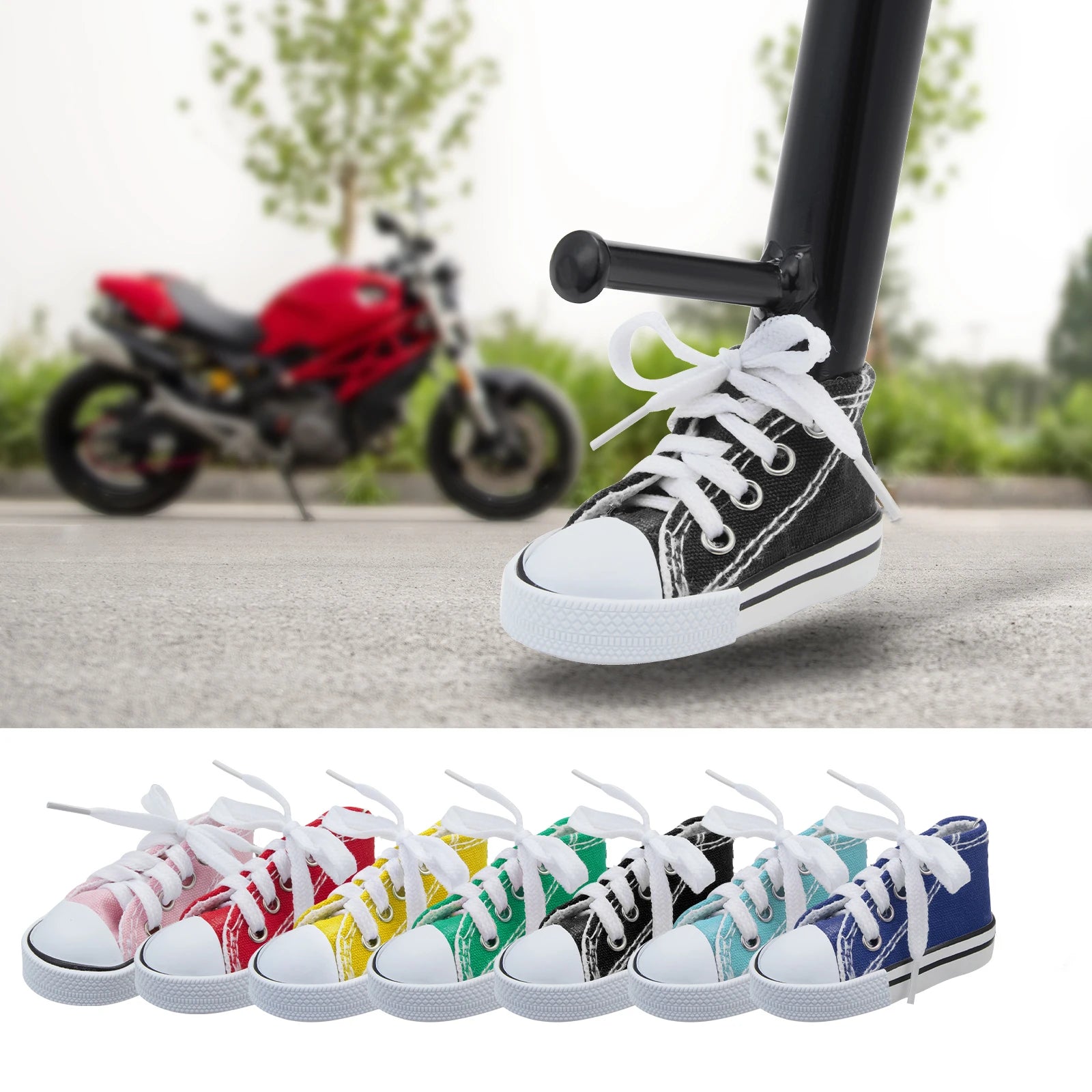 Mini Motorcycle Side Stand Cover Funny Cute Shoe Bicycle Foot Support Motor Bike Kickstand 7.5cm Tripod Toy