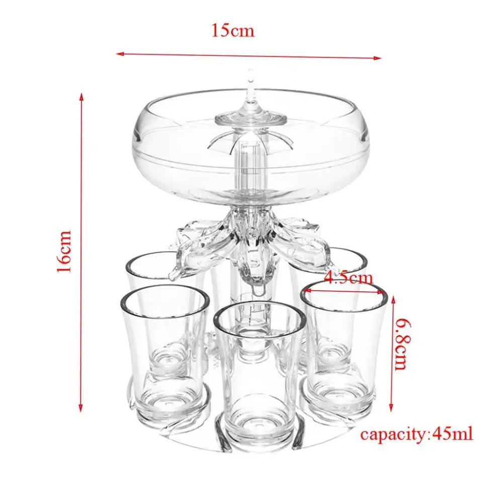 ⭐⭐⭐⭐⭐(4.9/5)Bartender Tool Clear With 6 Shot Glasses for Bar, Party, Home Wine Set Bar Accessories Beer Dispenser Rack Wine Dispenser
