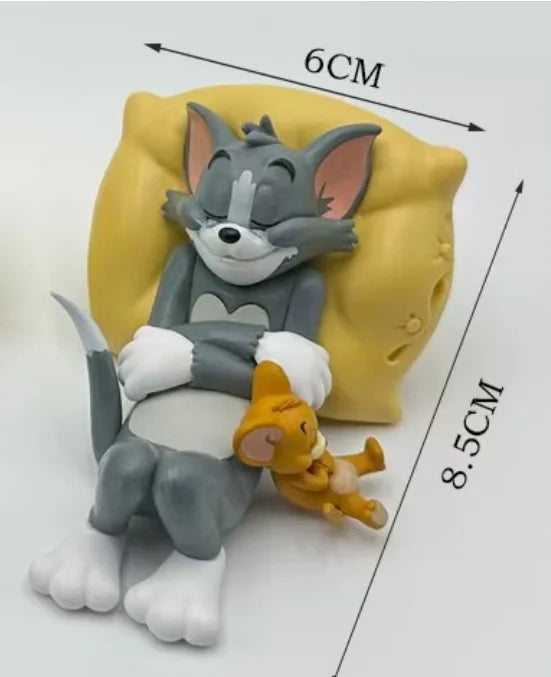 Cartoon Decoration Tom Cat Jerry Mouse Cat Ornament Cute Desk Decorations Adorable Figurines Toy Figures Car Home Decoration~
