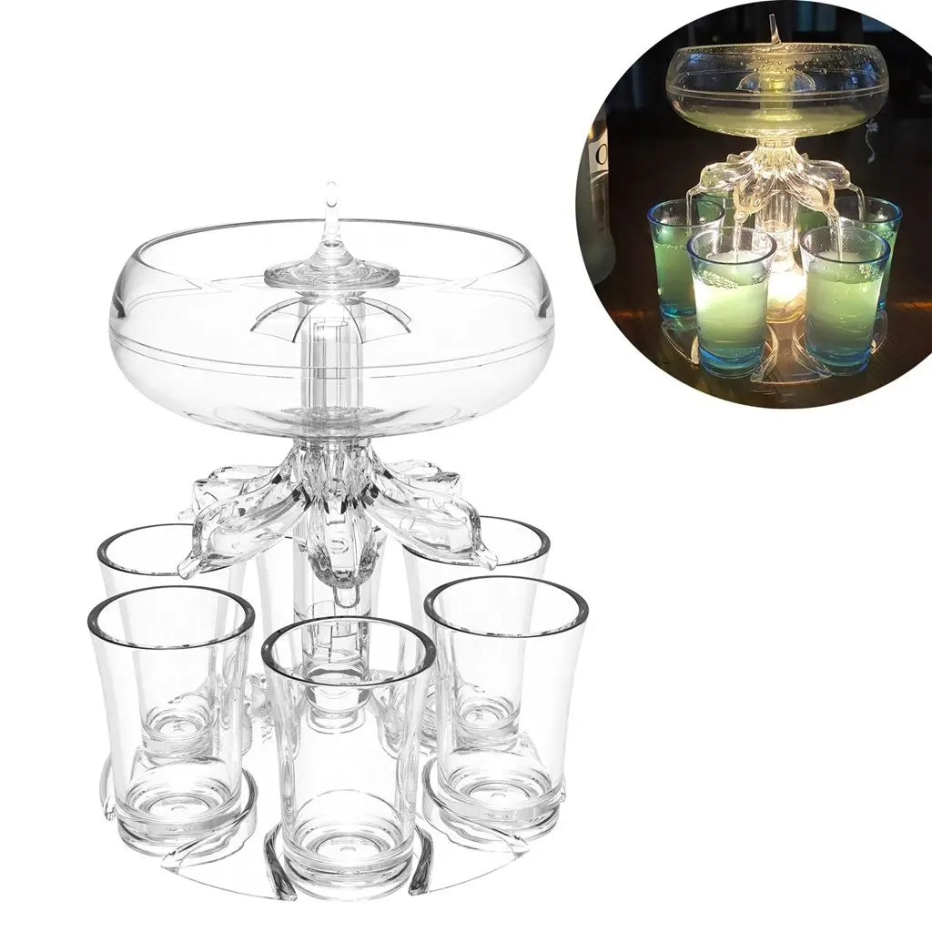⭐⭐⭐⭐⭐(4.9/5)Bartender Tool Clear With 6 Shot Glasses for Bar, Party, Home Wine Set Bar Accessories Beer Dispenser Rack Wine Dispenser