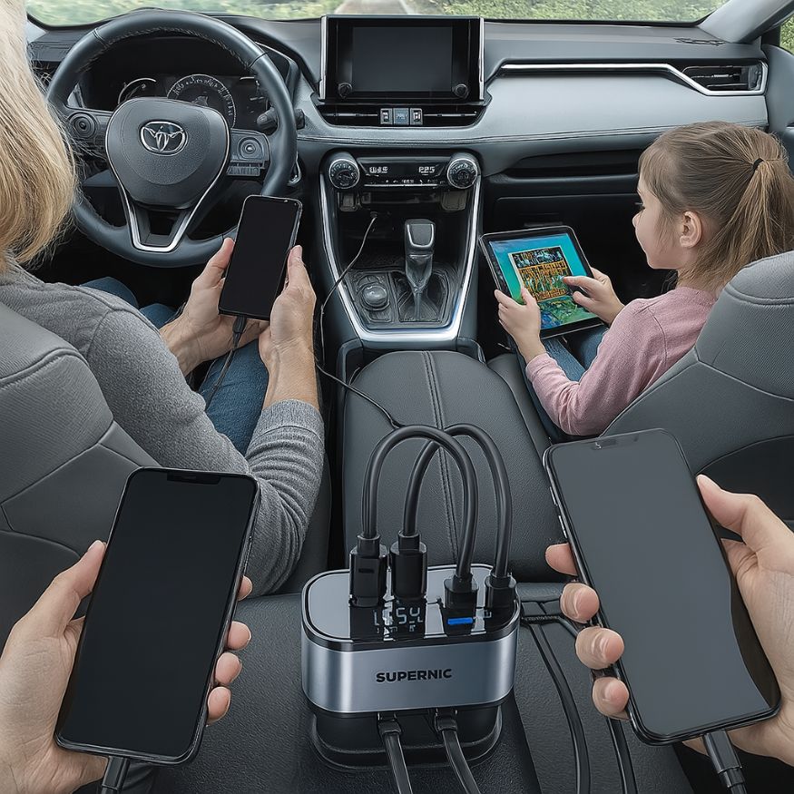 SUPERNIC 4-in-1 Retractable Car Charger