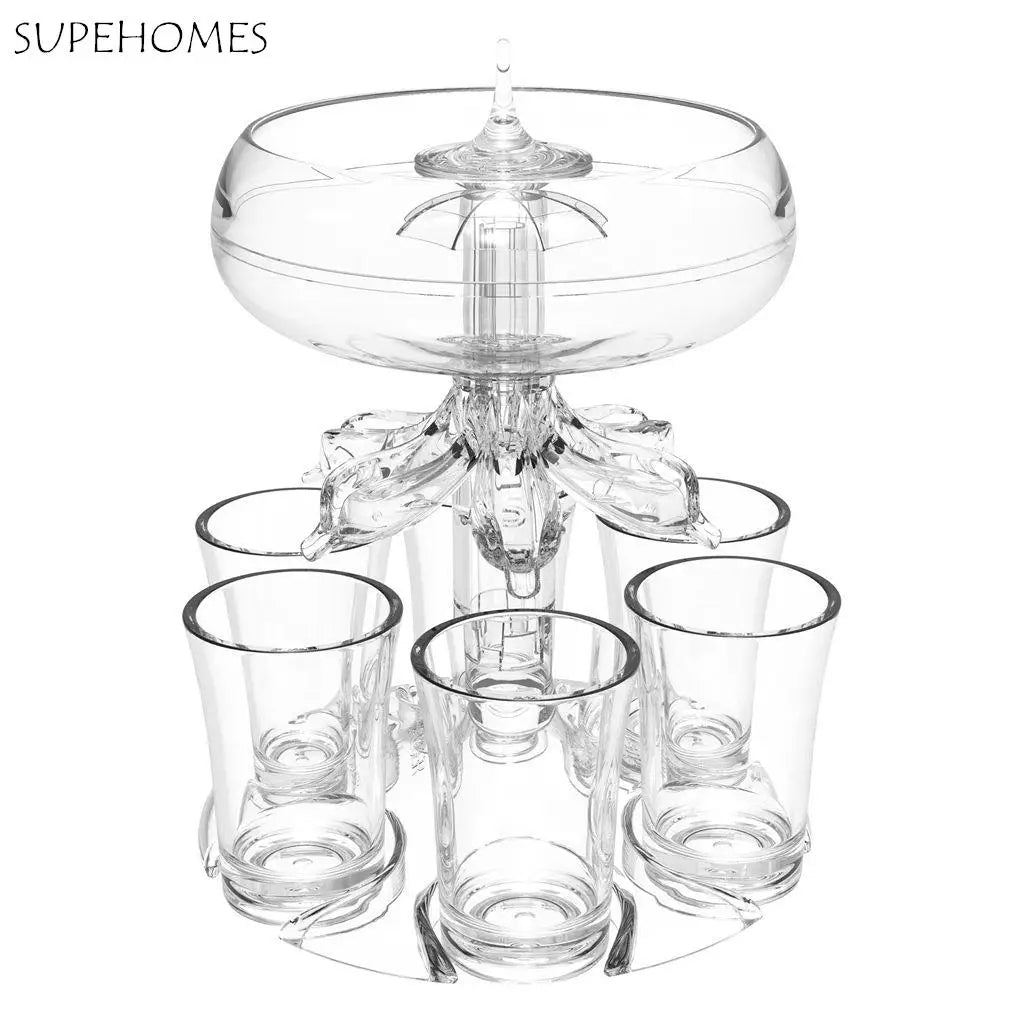 ⭐⭐⭐⭐⭐(4.9/5)Bartender Tool Clear With 6 Shot Glasses for Bar, Party, Home Wine Set Bar Accessories Beer Dispenser Rack Wine Dispenser