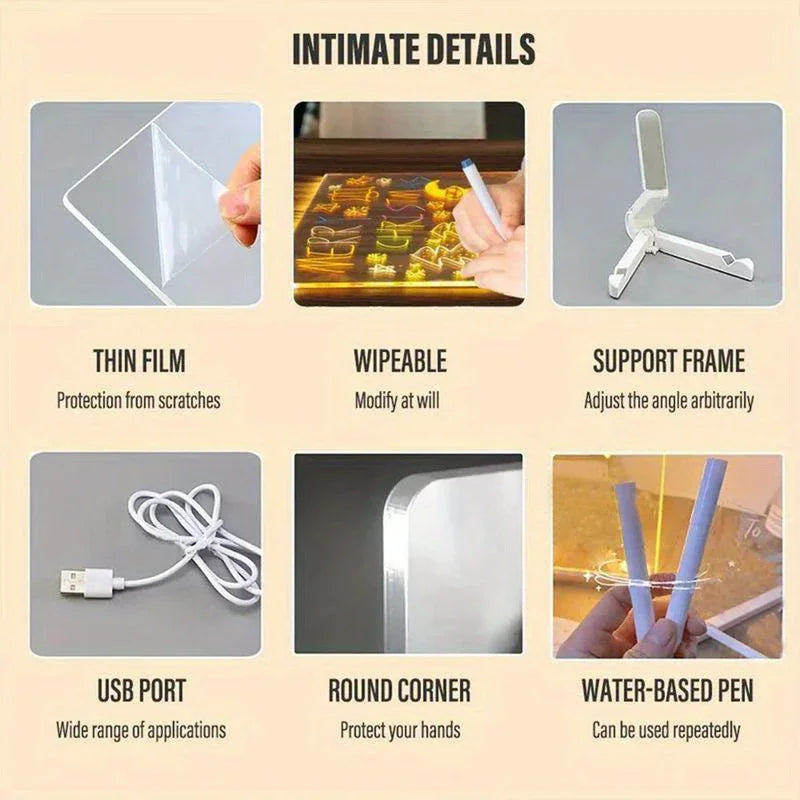 ⭐⭐⭐⭐⭐(4.9/5)LED Note Board Night Light