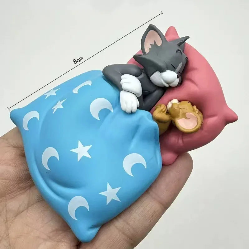 Cartoon Decoration Tom Cat Jerry Mouse Cat Ornament Cute Desk Decorations Adorable Figurines Toy Figures Car Home Decoration~